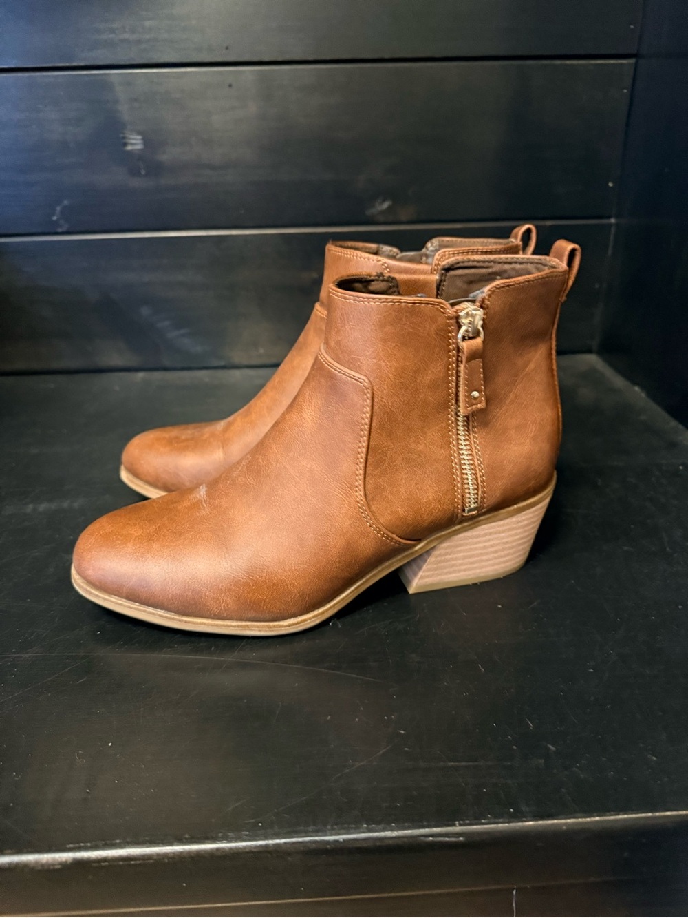 Dr. Scholls Lacey Women's Tan Ankle Booties with Side Zip